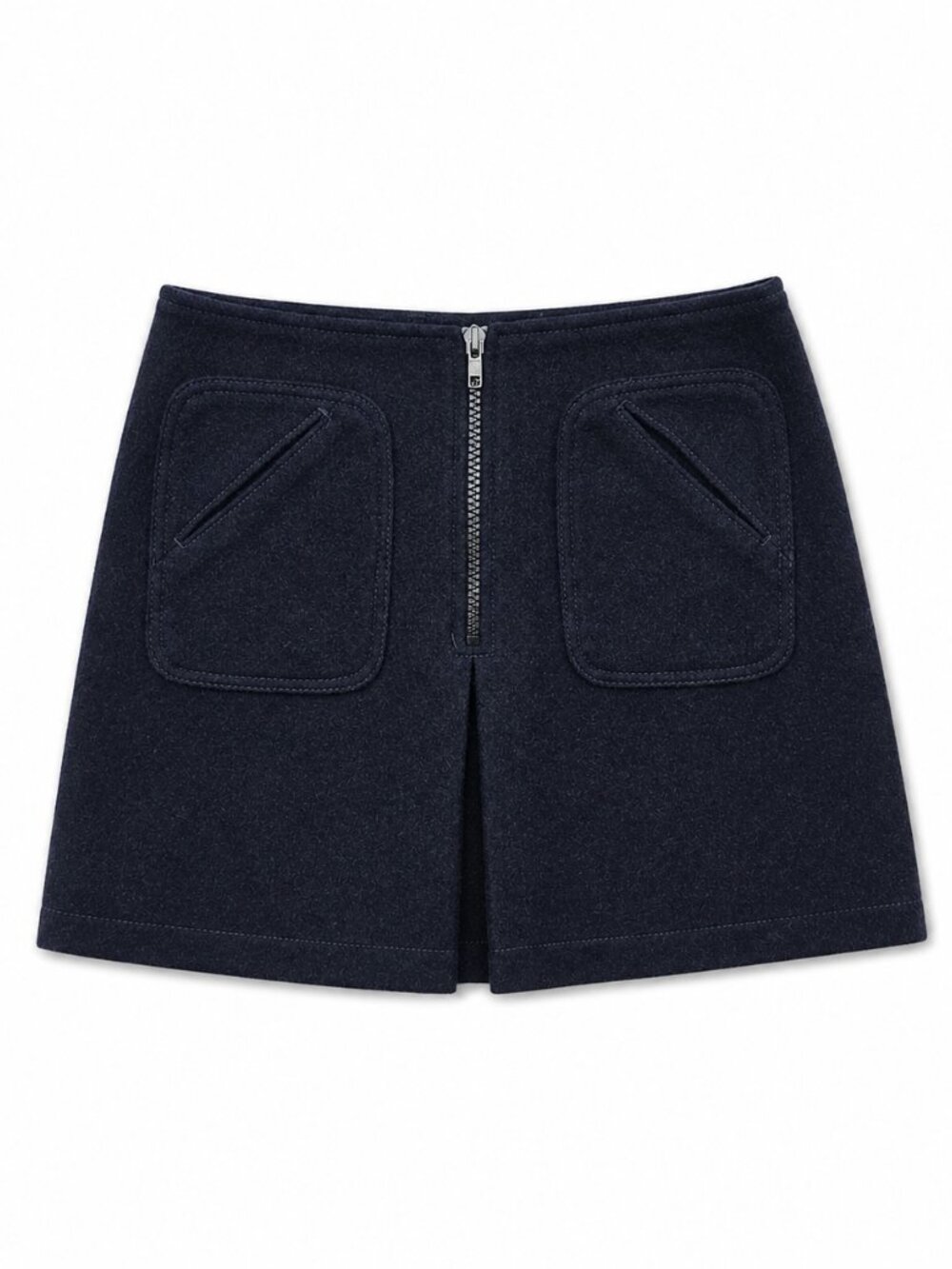 GAP Black Wool Mini Skirt with Front Zip & Patch Pockets Size 4